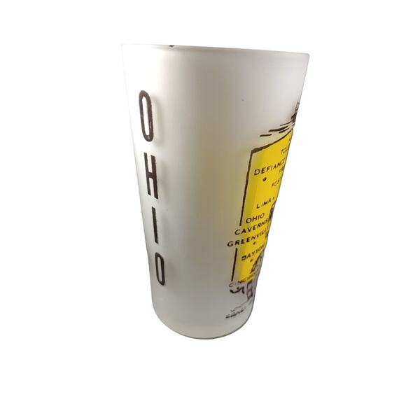 Vintage State Of Ohio Buckeye State Frosted Souvenir Hazel Atlas 1950 - Picture 6 of 10